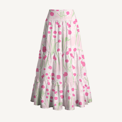 Pink Daisy Print Convertible Maxi Skirt & Strapless Dress