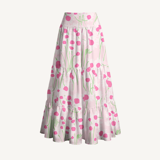 Pink Daisy Print Convertible Maxi Skirt & Strapless Dress