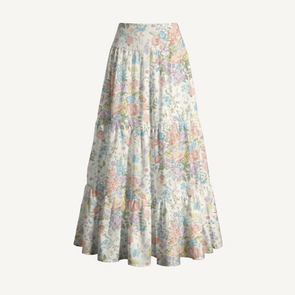 Morning Dew Bouquet Print Convertible Maxi Skirt & Strapless Dress