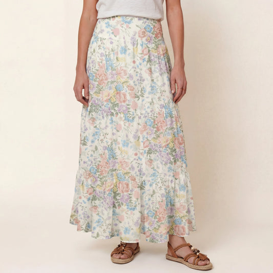 Morning Dew Bouquet Print Convertible Maxi Skirt & Strapless Dress