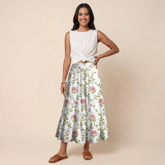 Clover Vine Whisper Print Convertible Maxi Skirt & Strapless Dress