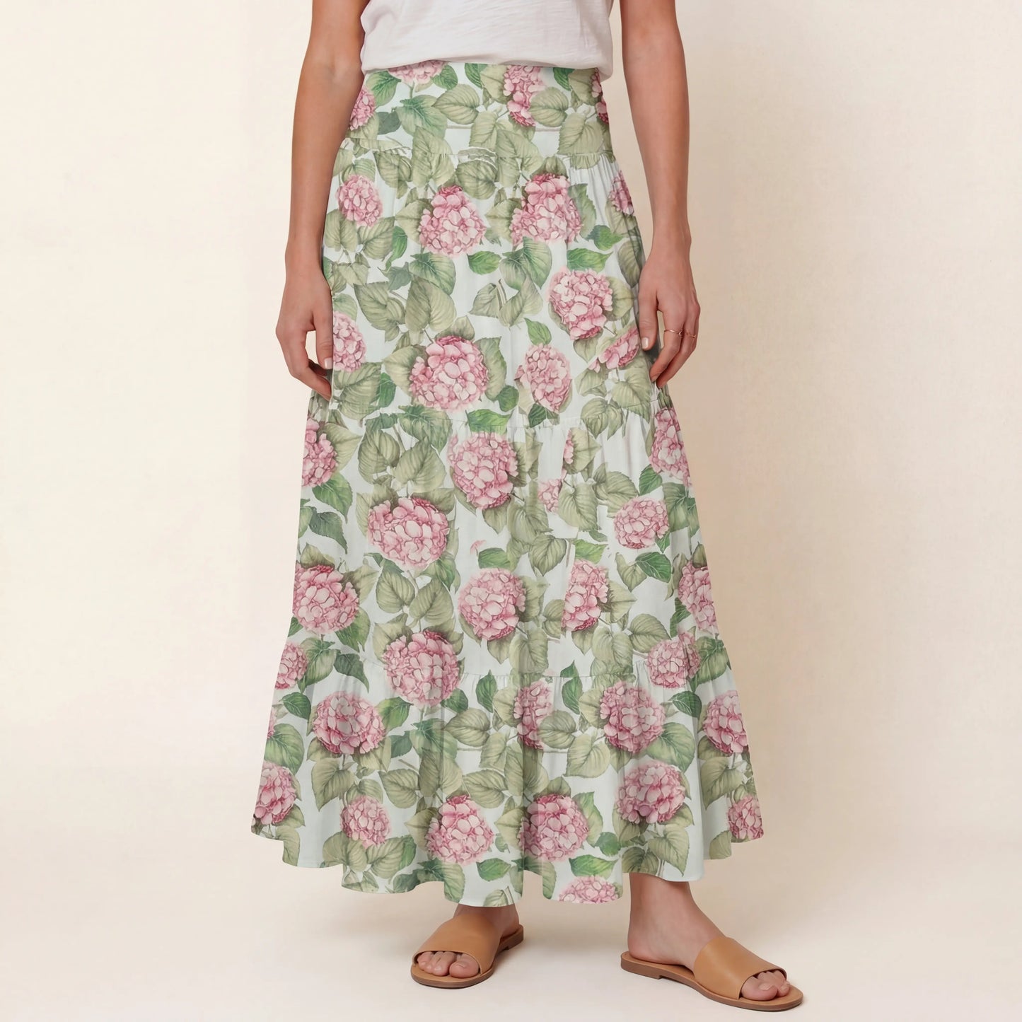 Hydrangea Whisper Print Convertible Maxi Skirt & Strapless Dress