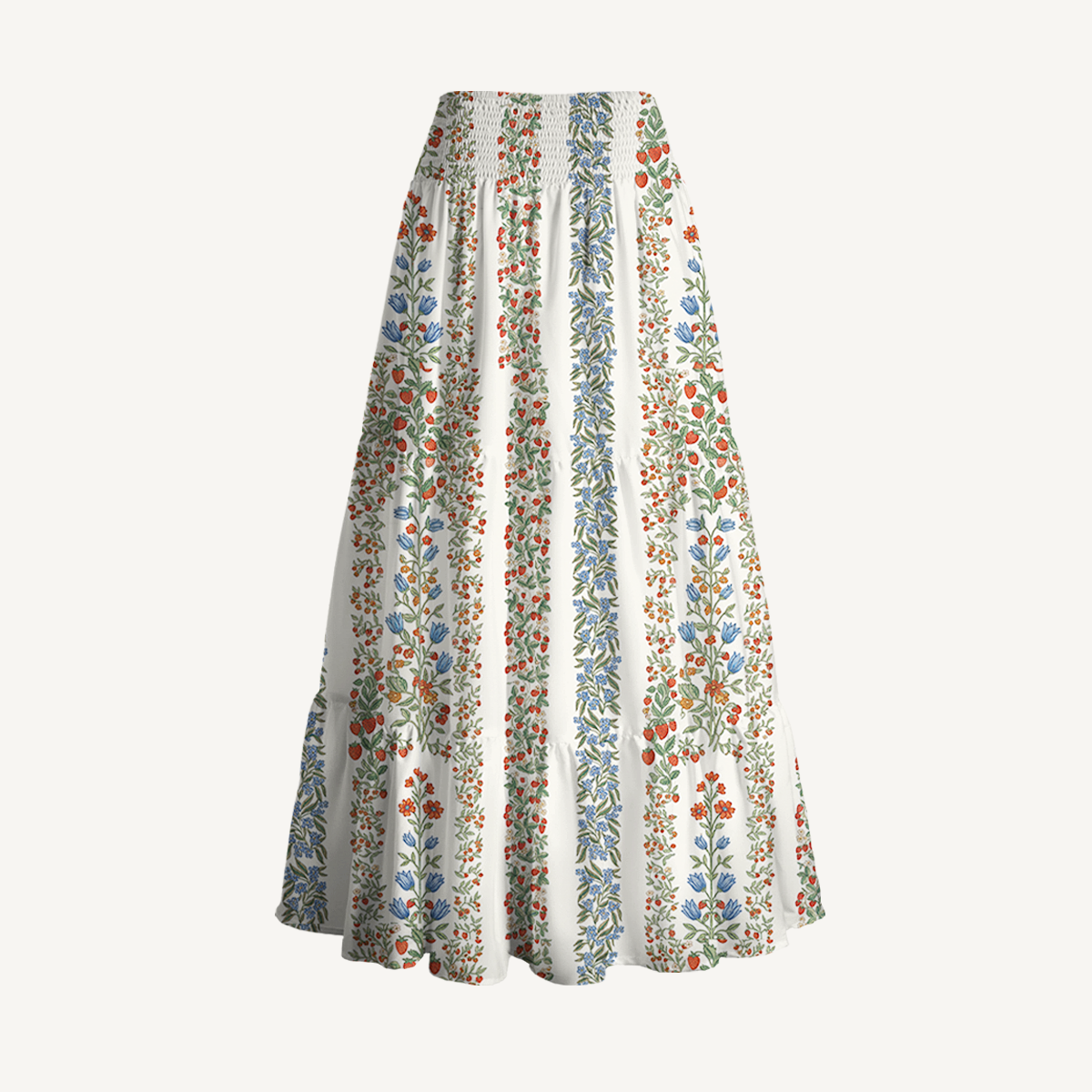 Strawberry Vine Tales Print Convertible Maxi Skirt & Strapless Dress