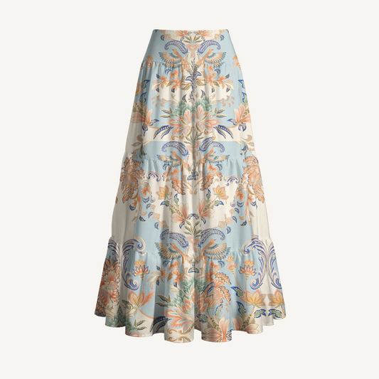 Azure Lily Palace Print Convertible Maxi Skirt & Strapless Dress