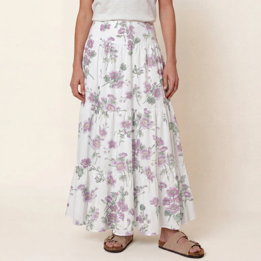 Lavender Field Whisper Print Convertible Maxi Skirt & Strapless Dress