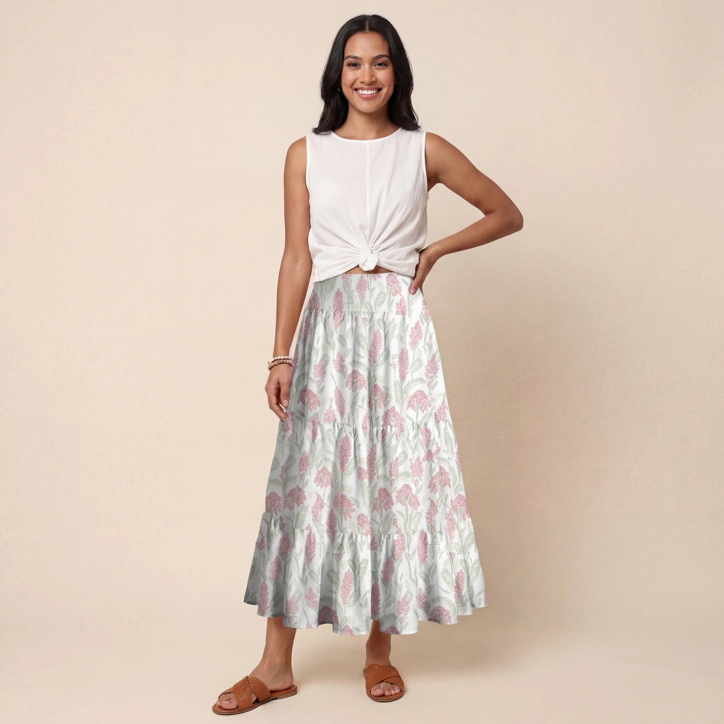 Wild Feather Whisper Print Convertible Maxi Skirt & Strapless Dress