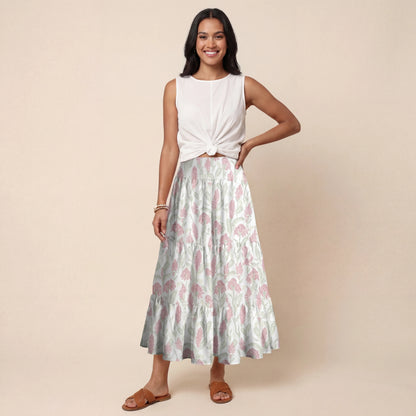 Wild Feather Whisper Print Convertible Maxi Skirt & Strapless Dress