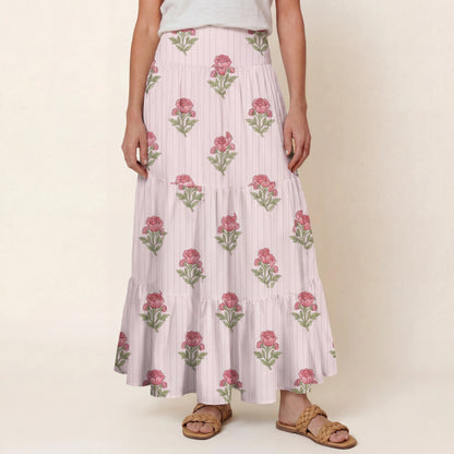 Misty Rose Garden Print Convertible Maxi Skirt & Strapless Dress