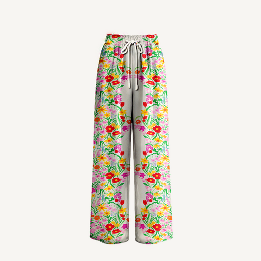 Boho Elegant Garden Wide Leg Tie Waist Pants With Pockets
