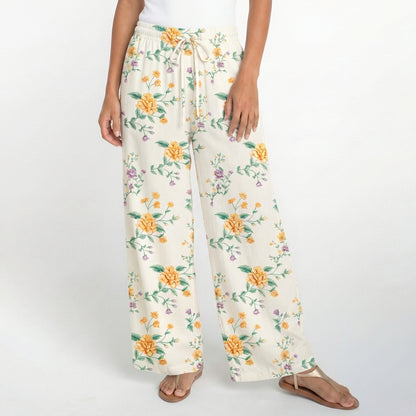 Boho Amber Rose Wide Leg Tie Waist Pants With Pockets