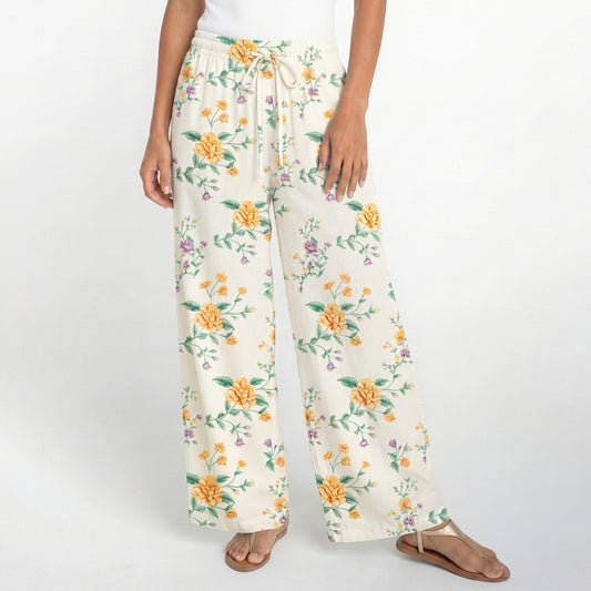 Boho Amber Rose Wide Leg Tie Waist Pants With Pockets