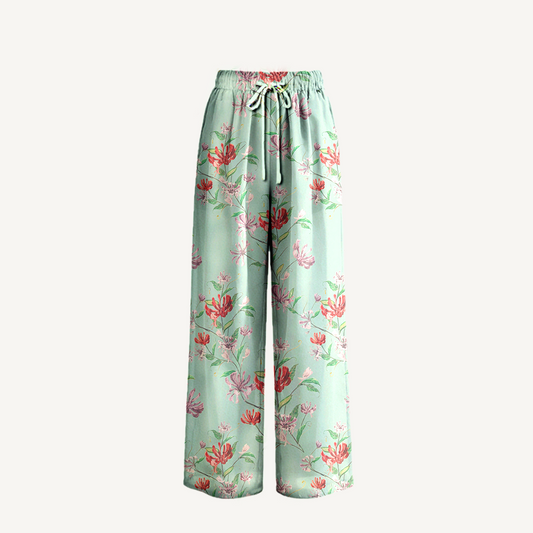 Boho Mint Honeysuckle Wide Leg Tie Waist Pants With Pockets