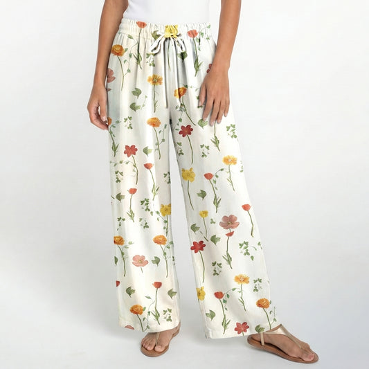 Boho Wildlight Meadow Wide Leg Tie Waist Pants With Pockets