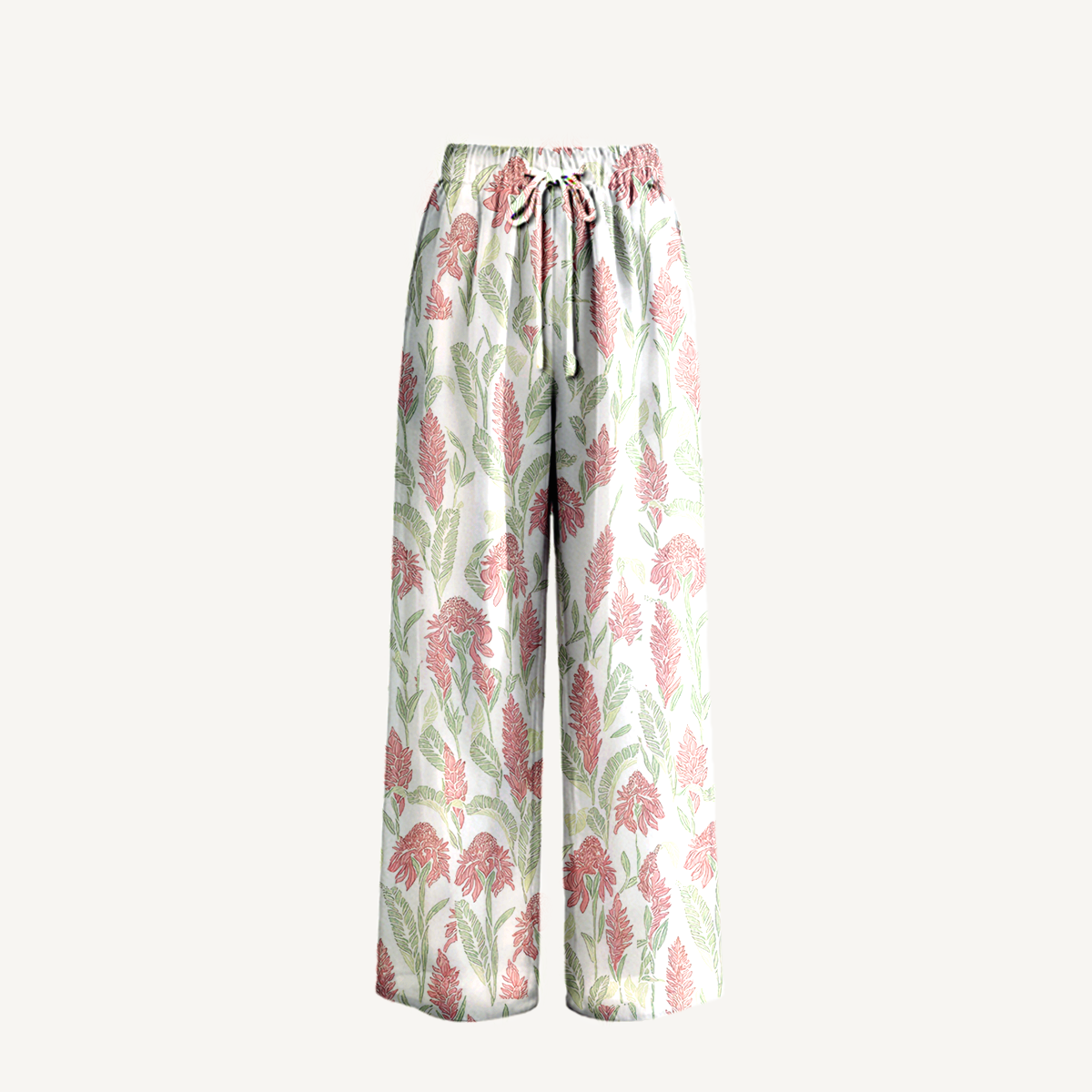 Boho Wild Feather Whisper Wide Leg Tie Waist Pants With Pockets