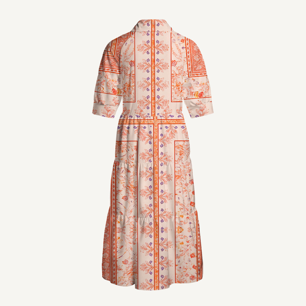 V Neck Collared Dahlia Midi Dress With Sleeves & Pockets