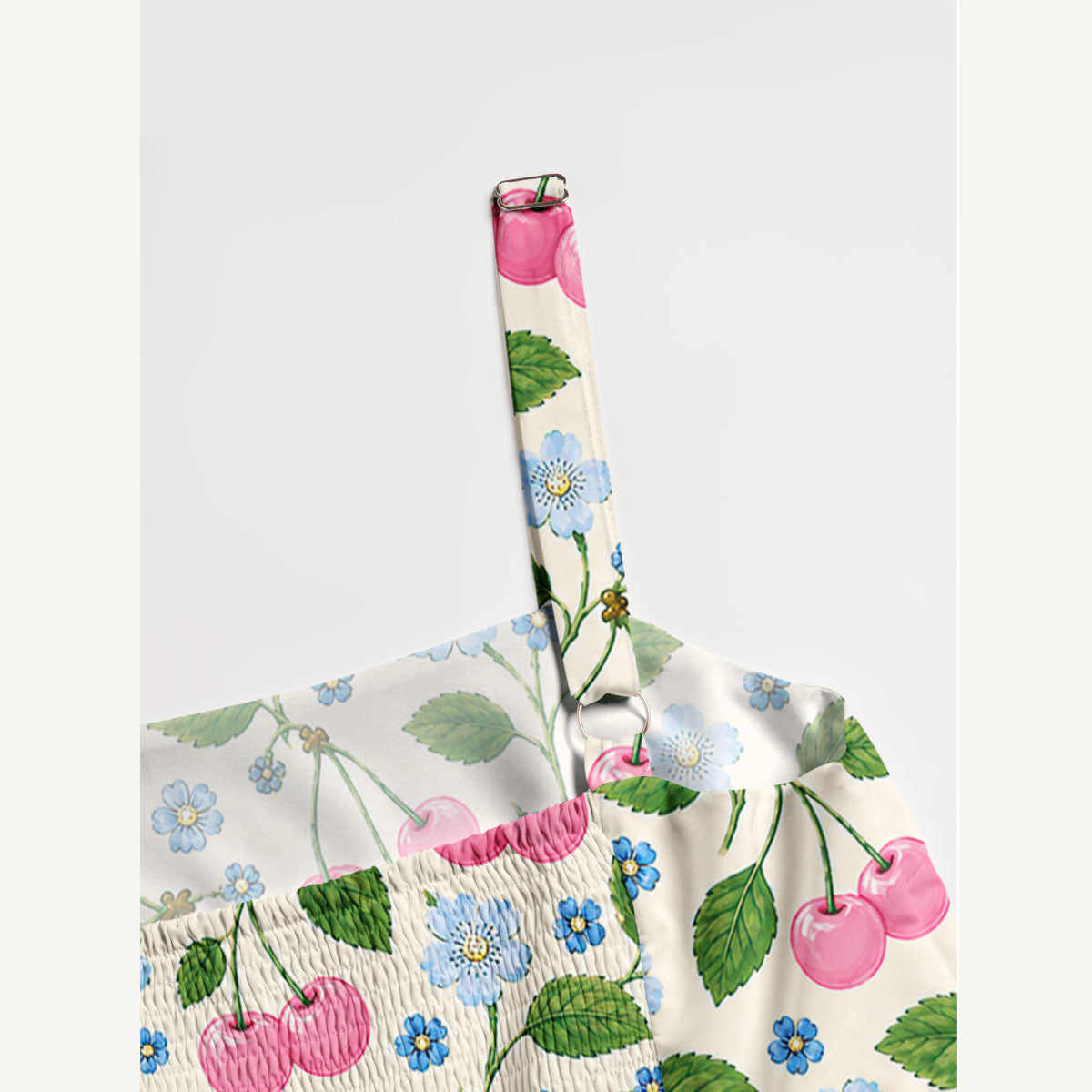 Cherry Blossom Garden Pattern Print Wide Straps Maxi Dress With Pockets