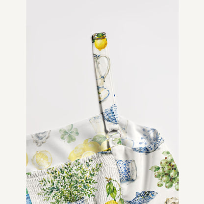 Ciao Lemon Garden Print Wide Straps Maxi Dress With Pockets