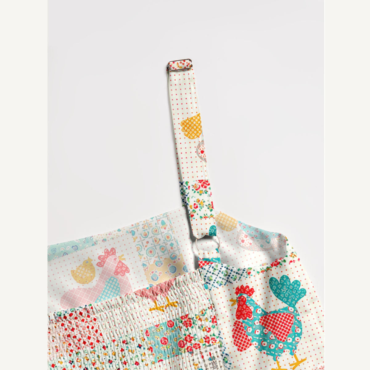 Country Cottage Chicken Print Wide Straps Maxi Dress With Pockets