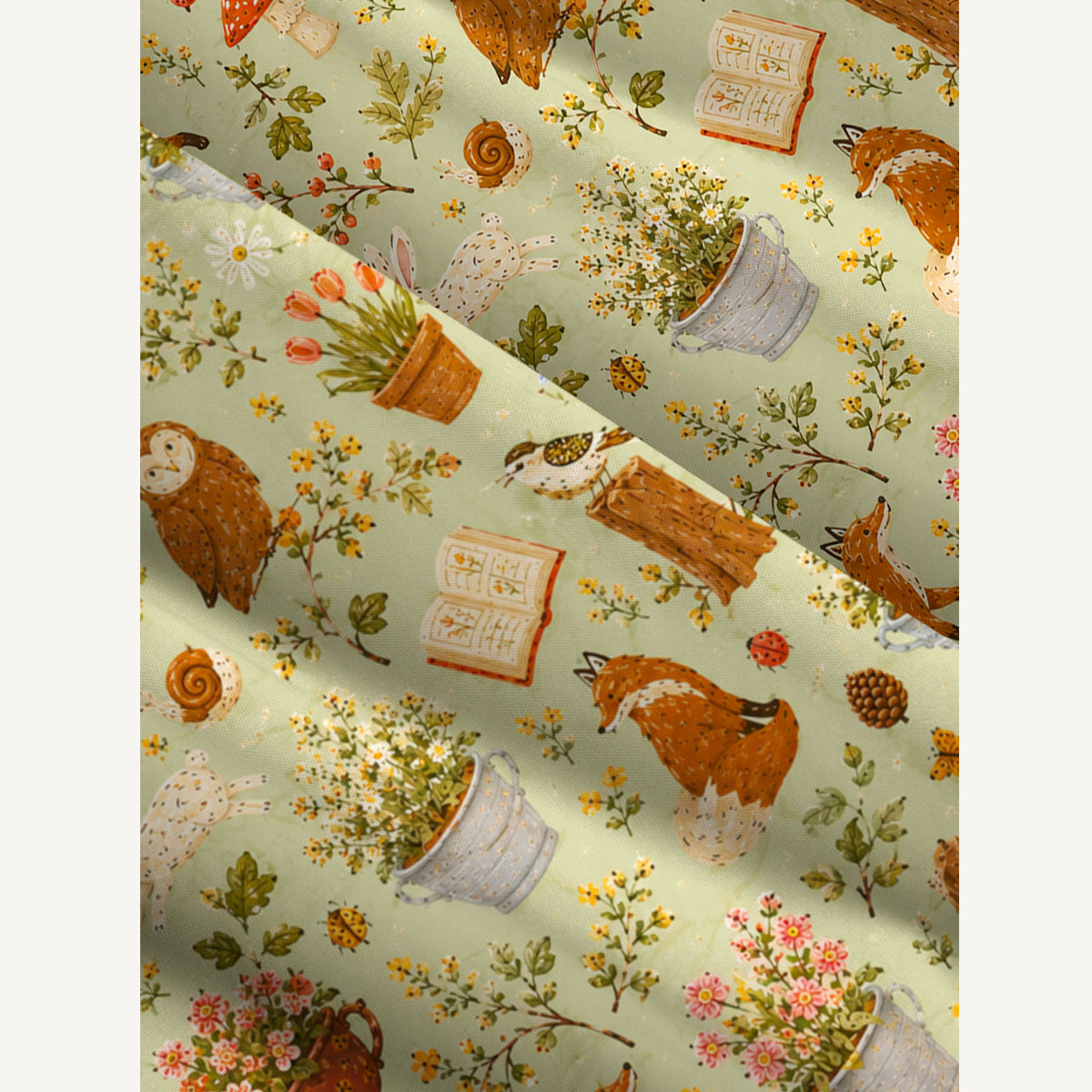 Cozy Woodland Cottage Print Wide Straps Maxi Dress With Pockets