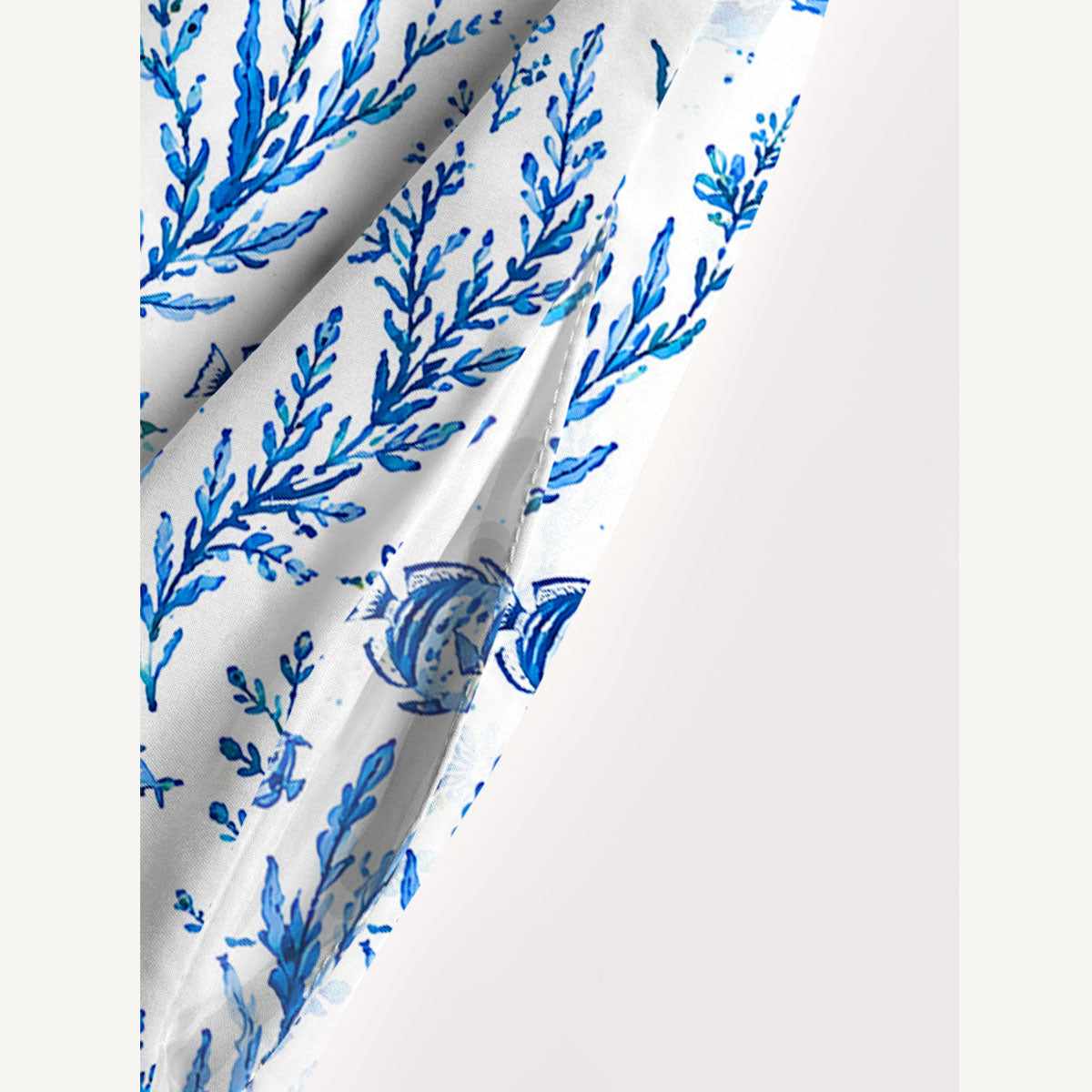 Delft Blue Coastal Garden Print Wide Straps Maxi Dress With Pockets