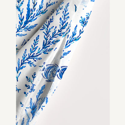 Delft Blue Coastal Garden Print Wide Straps Maxi Dress With Pockets
