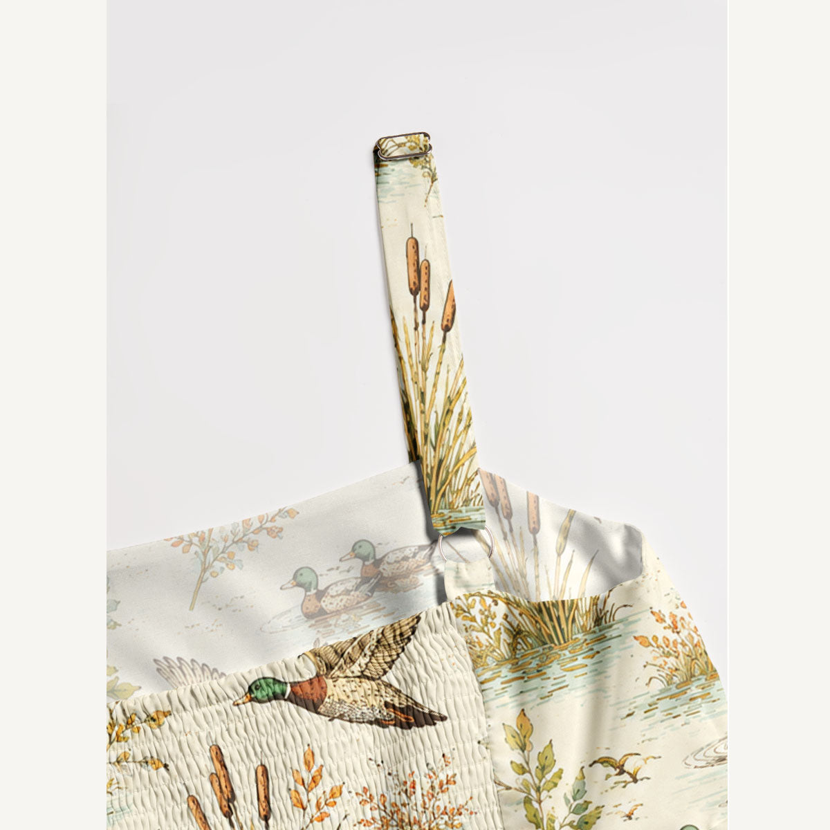 Duck Hunting Marsh Print Wide Straps Maxi Dress With Pockets