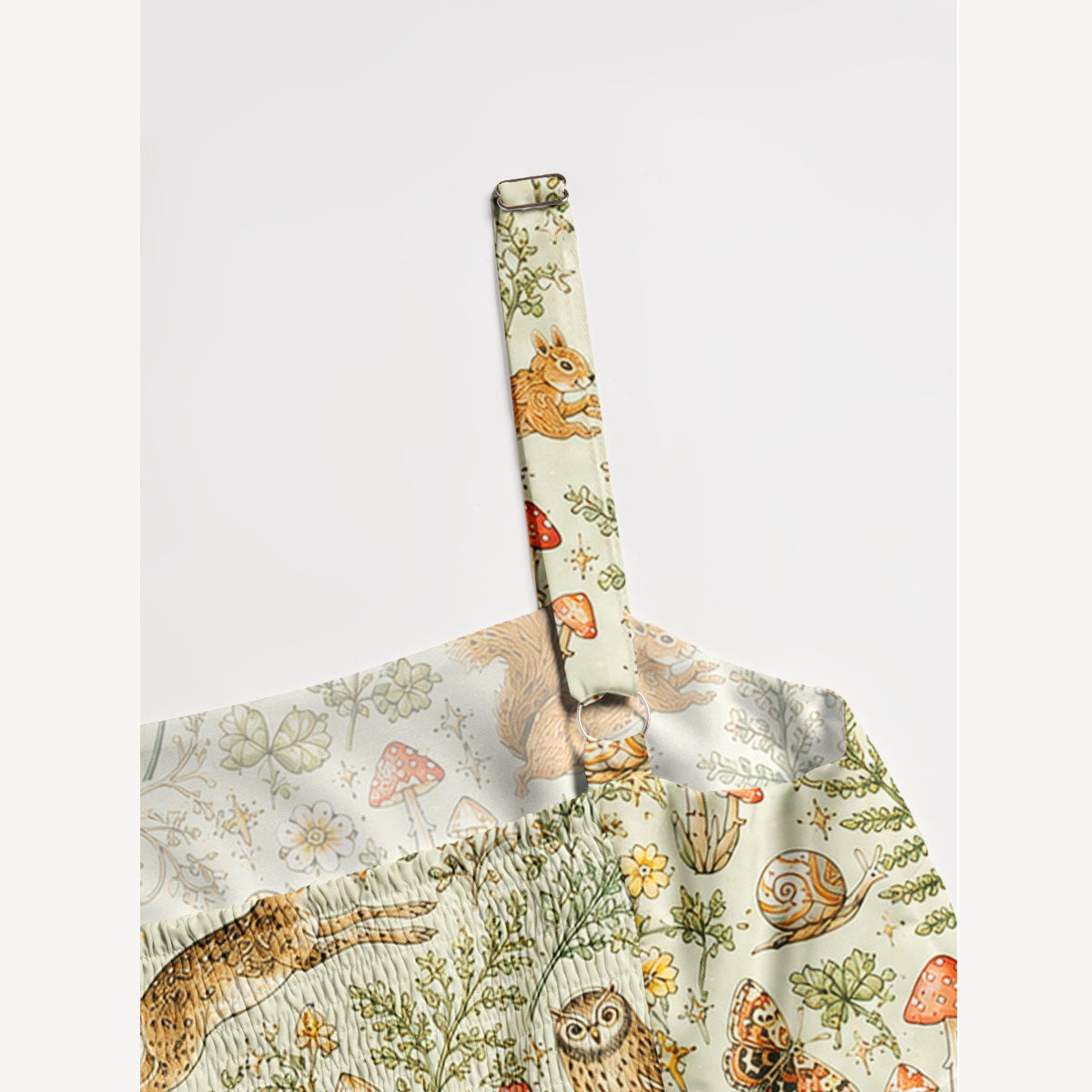 Enchanted Woodland Friends Print Wide Straps Maxi Dress With Pockets