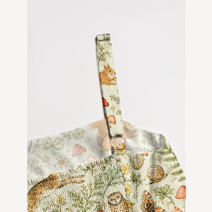 Enchanted Woodland Friends Print Wide Straps Maxi Dress With Pockets