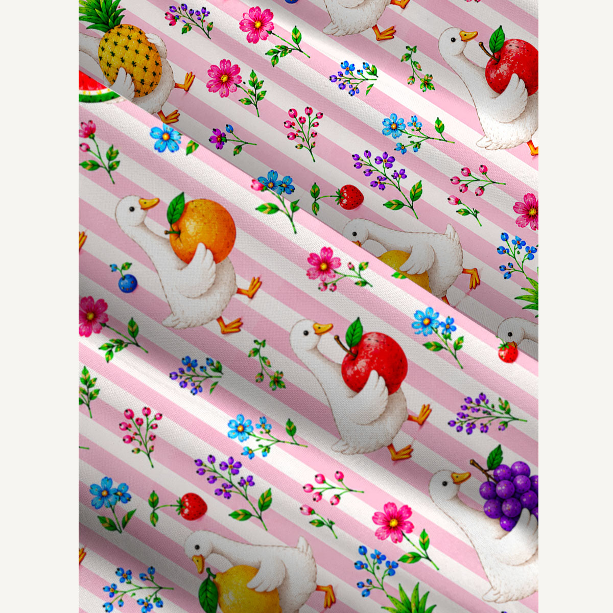 Fruit Goose Garden Print Wide Straps Maxi Dress With Pockets