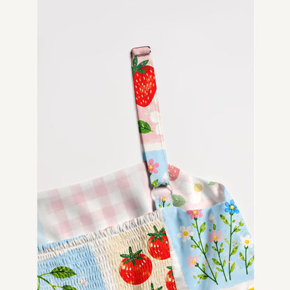 Garden Harvest Print Wide Straps Maxi Dress With Pockets