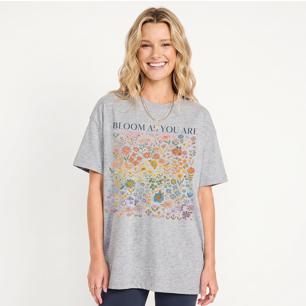 Bloom AS You Are Print Crew Neck Cotton Tee