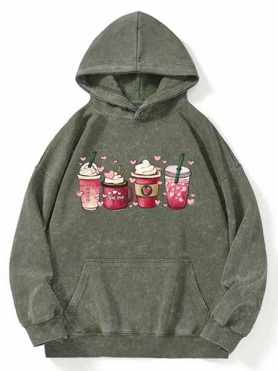 Vintage Valentine Coffee Washed Hoodie