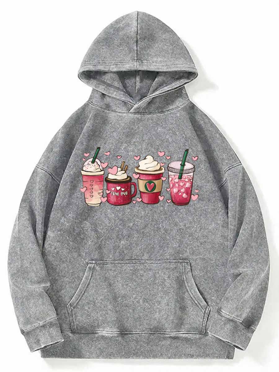 Vintage Valentine Coffee Washed Hoodie