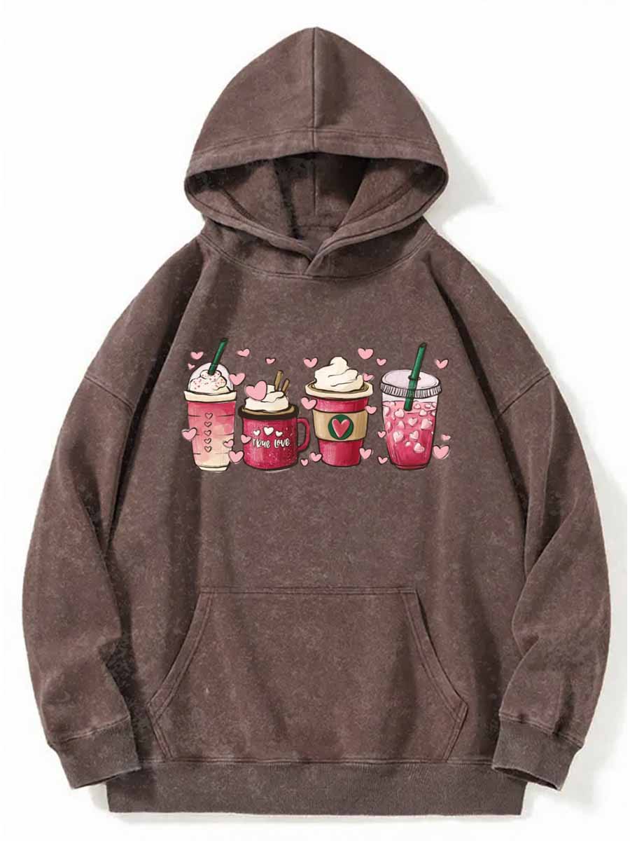 Vintage Valentine Coffee Washed Hoodie