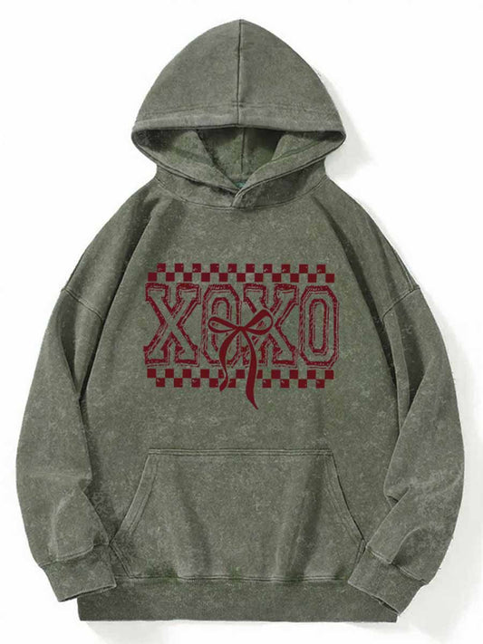 Vintage Checkered Xoxo Washed Hoodie