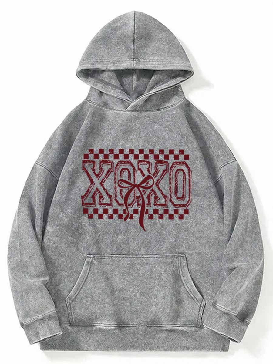 Vintage Checkered Xoxo Washed Hoodie