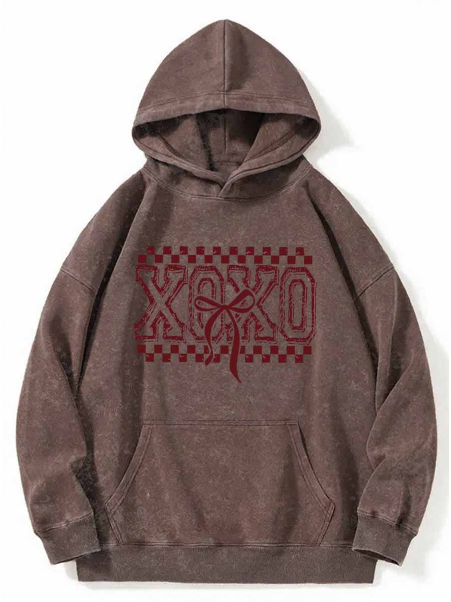 Vintage Checkered Xoxo Washed Hoodie