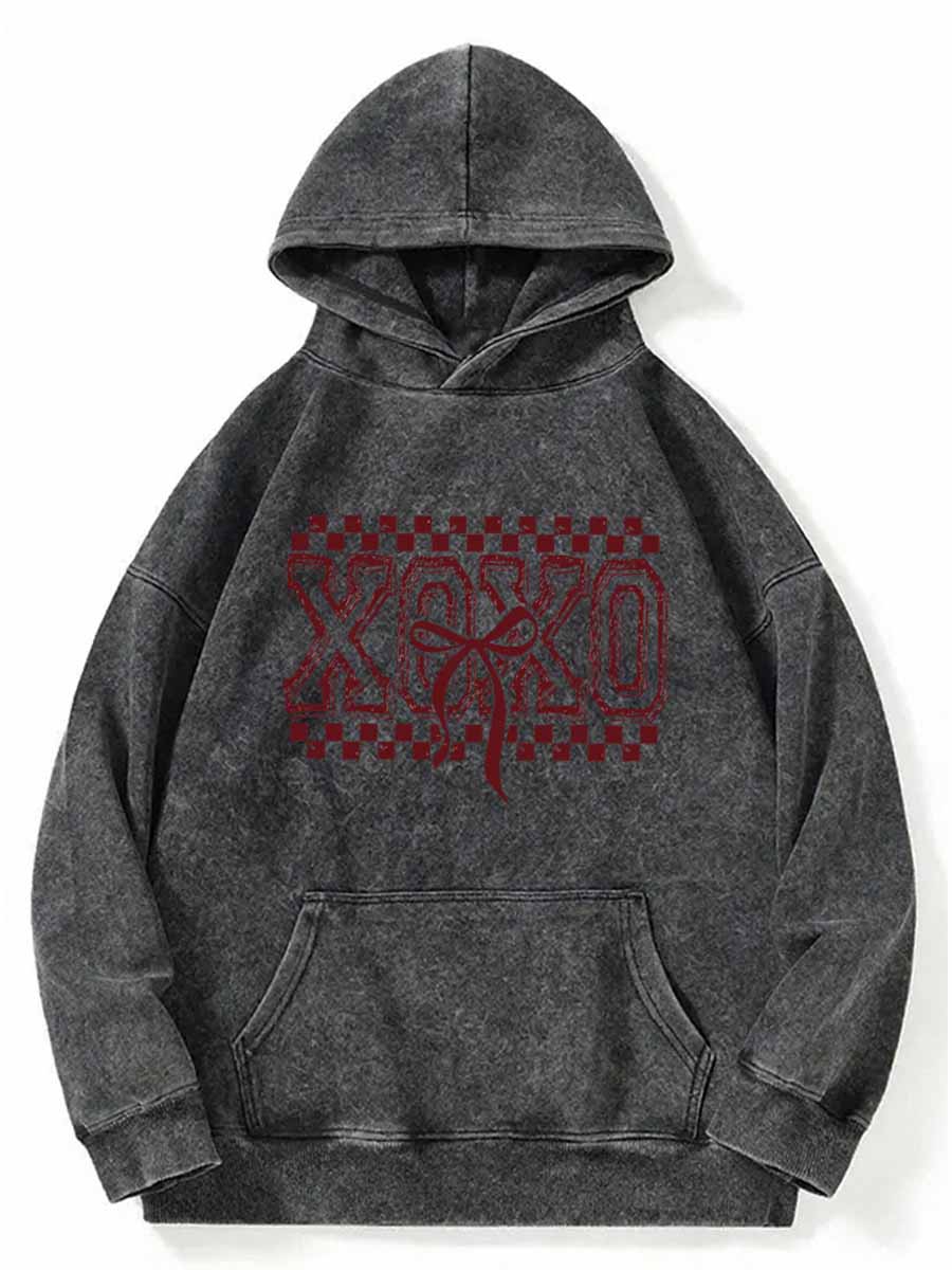 Vintage Checkered Xoxo Washed Hoodie