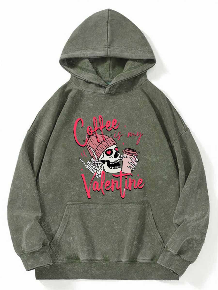 Vintage Coffee Is My Valentine Washed Hoodie