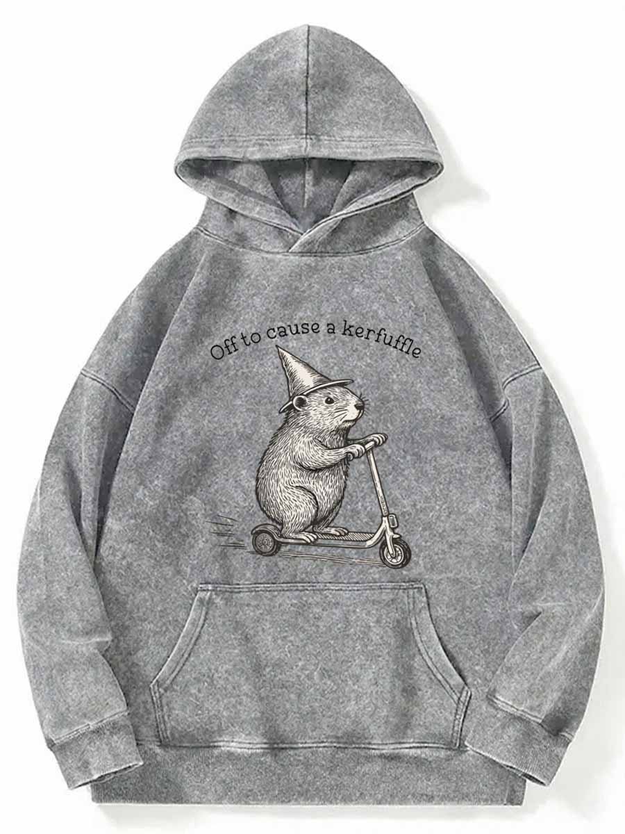 Vintage Off To Cause A Kerfuffle Washed Hoodie