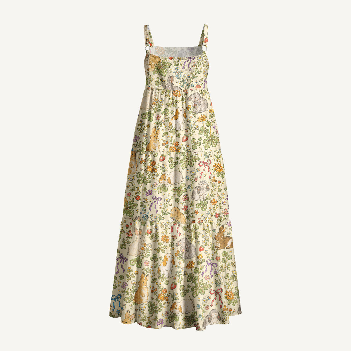 Meadow Bunny Bloom Print Wide Straps Maxi Dress With Pockets