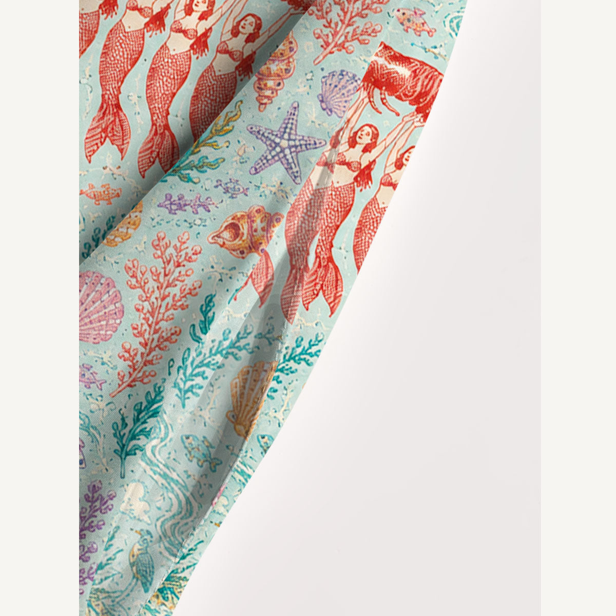 Mermaid Lobster Print Wide Straps Maxi Dress With Pockets