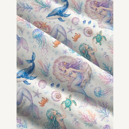 Mermaid Sea Print Wide Straps Maxi Dress With Pockets