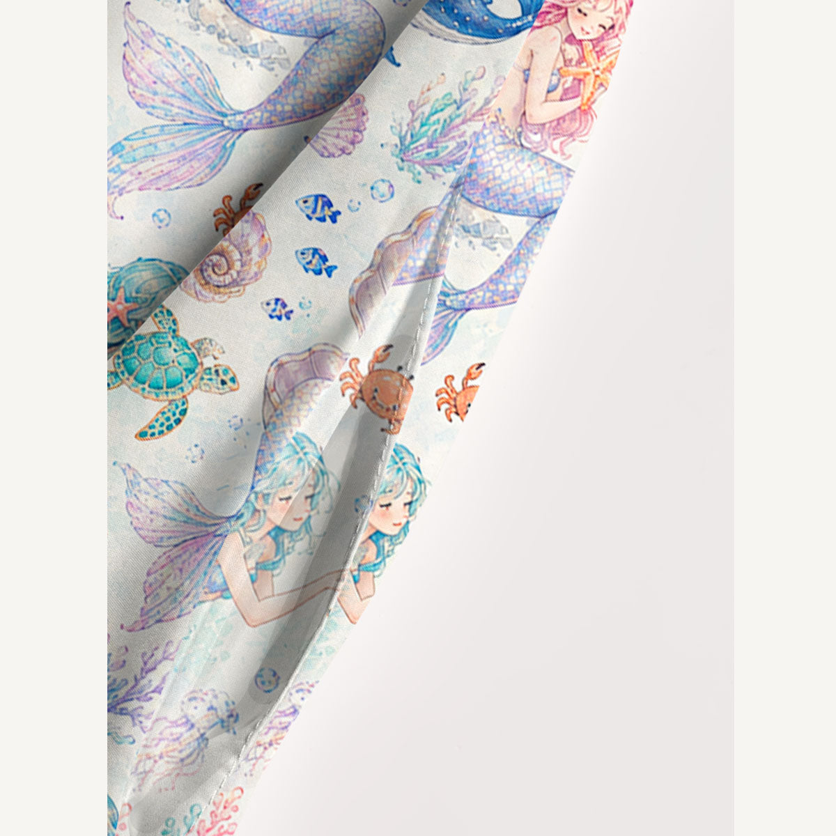 Mermaid Sea Print Wide Straps Maxi Dress With Pockets