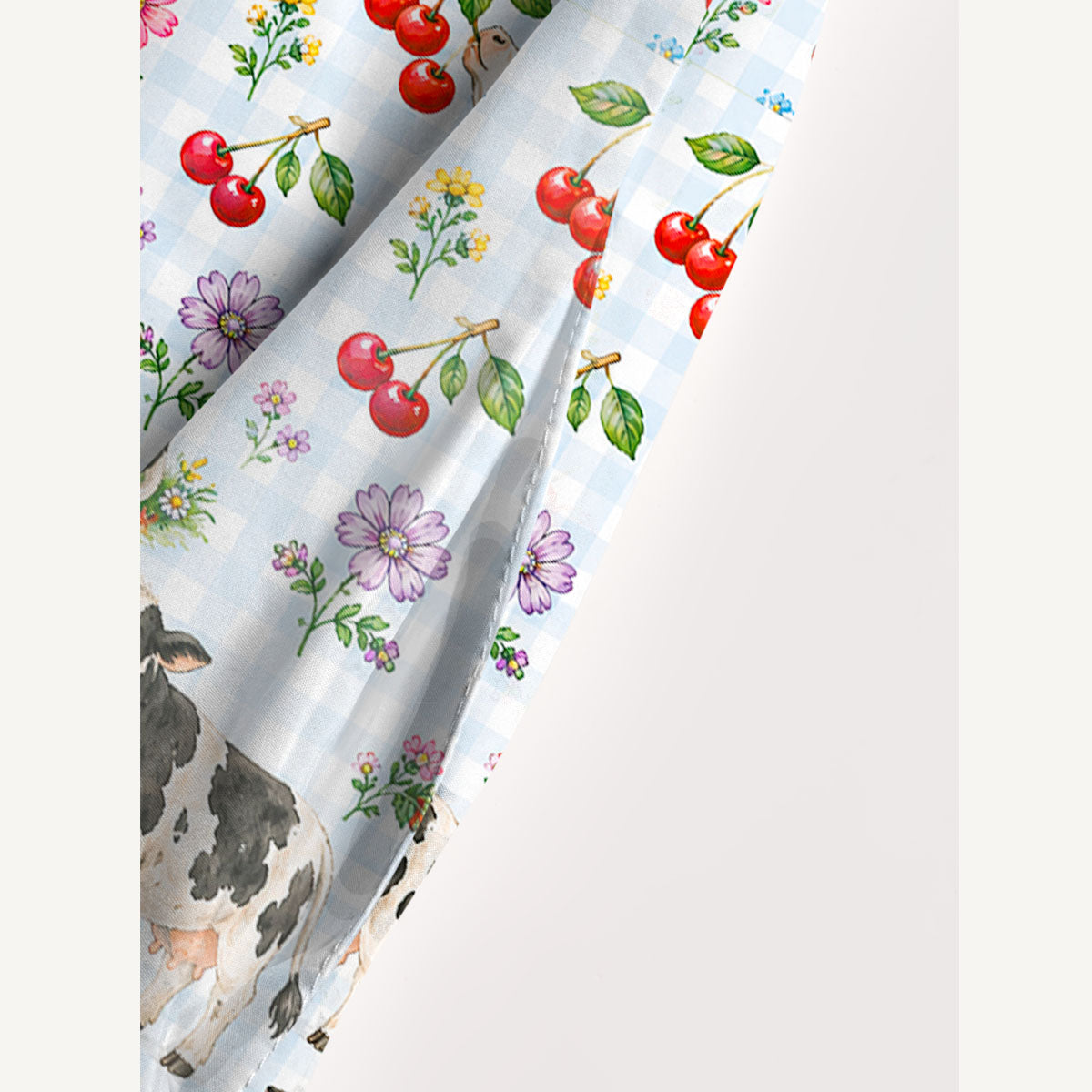 Milk Cow Cherry Garden Print Wide Straps Maxi Dress With Pockets