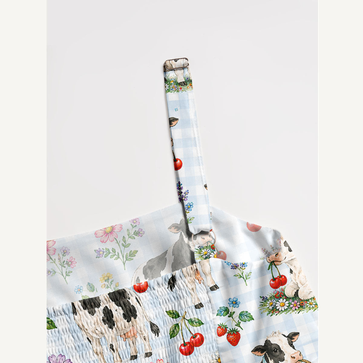 Milk Cow Cherry Garden Print Wide Straps Maxi Dress With Pockets