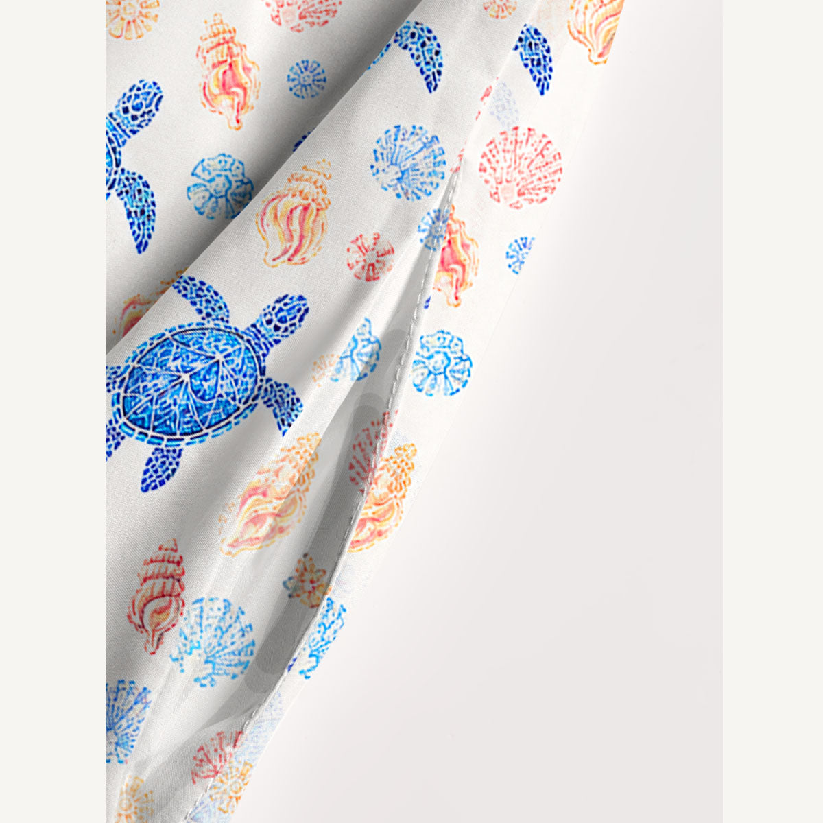 Ocean Blossom Turtles Print Wide Straps Maxi Dress With Pockets