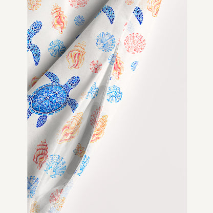 Ocean Blossom Turtles Print Wide Straps Maxi Dress With Pockets
