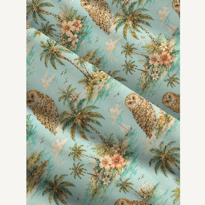 Owl Hawaii Print Wide Straps Maxi Dress With Pockets