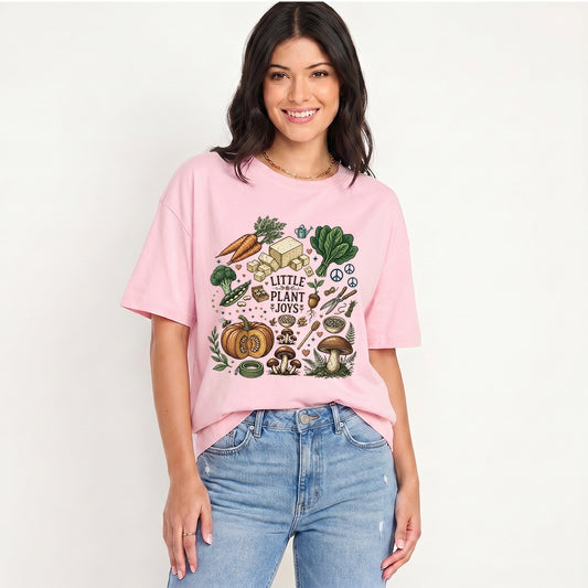 Little Plant Joys Print Crew Neck Cotton Tee